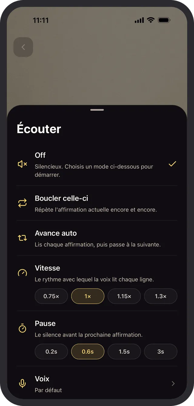 Écoute tes affirmations, sans les mains