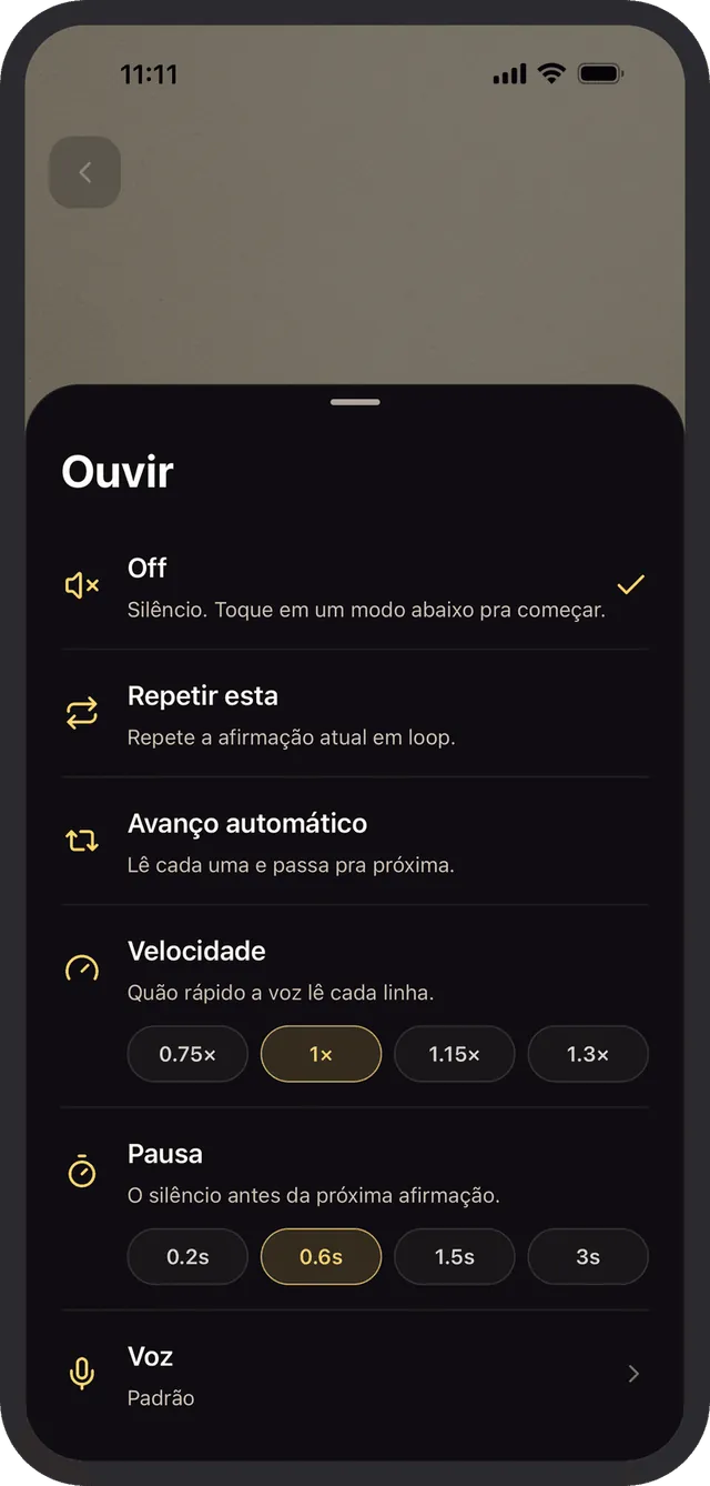 Ouça as afirmações sem usar as mãos
