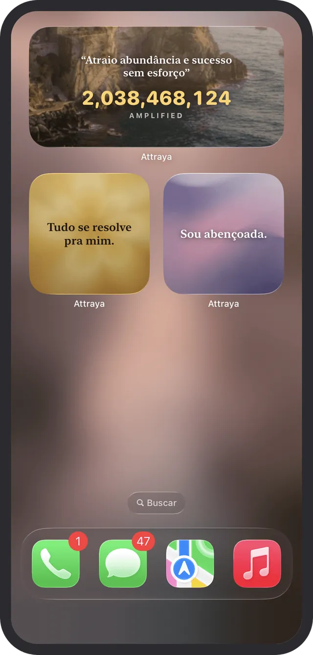 Widgets de afirmações para a tela de início e de bloqueio